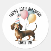 hallo Sausage Dog teckel hondenliefhebber verjaard Ronde Sticker (Voorkant)