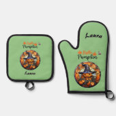 Hallo Scary Hallowe'en Pumpkin Ovenwant & Pannenlap Set (Voorkant)