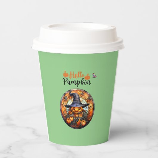 Hallo Scary Hallowe'en Pumpkin Papieren Bekers (Voorkant)