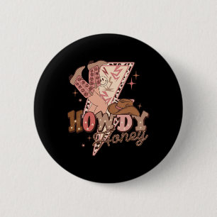Hallo Schat Western Valentijnsdag Land Retro Groov Ronde Button 5,7 Cm