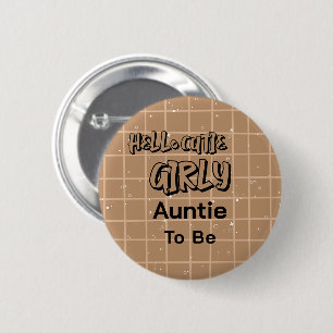 Hallo Schattig Meisje Lief Bruin Gingham Tante-in- Ronde Button 5,7 Cm
