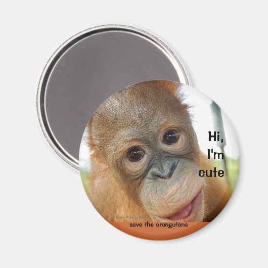 Hallo schattige Baby orang-oetan Magneet (Voorkant / Achterkant)