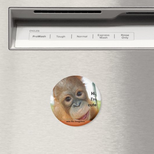 Hallo schattige Baby orang-oetan Magneet (Insitu (Vaatwasser))