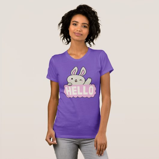 Hallo Schattige Bunny Graphic T-shirt (Voorkant volledig)
