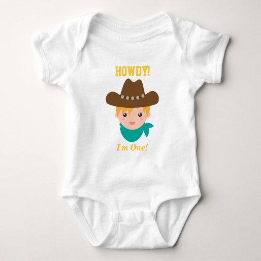 Hallo, Schattige Cowboy, Eerste Verjaardag Romper (Voorkant)