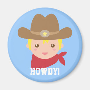 Hallo, Schattige Cowboy voor kleine jongens Magneet