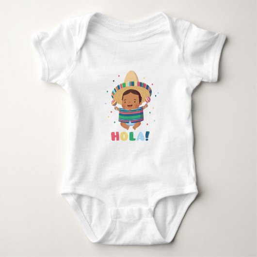 Hallo Schattige Mexicaanse Baby Jongen Feest Romper (Voorkant)