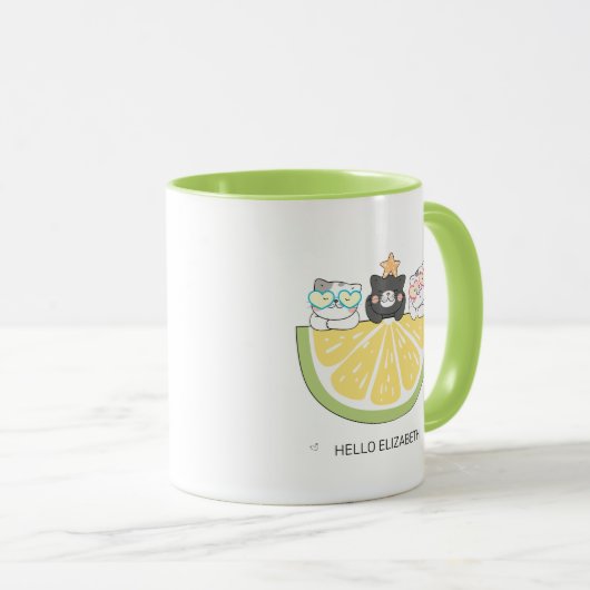 Hallo Schattigee Doodle Cats & Lemon Slice Mok (Voorkant rechts)