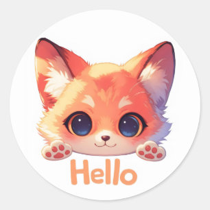 Hallo Schattigee Fox Anime Ronde Sticker