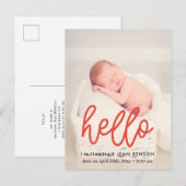 Hallo - Schattigee geboorteaankondiging foto Briefkaart (Voorkant / Achterkant)