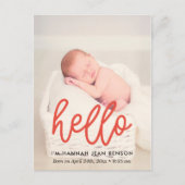 Hallo - Schattigee geboorteaankondiging foto Briefkaart (Voorkant)