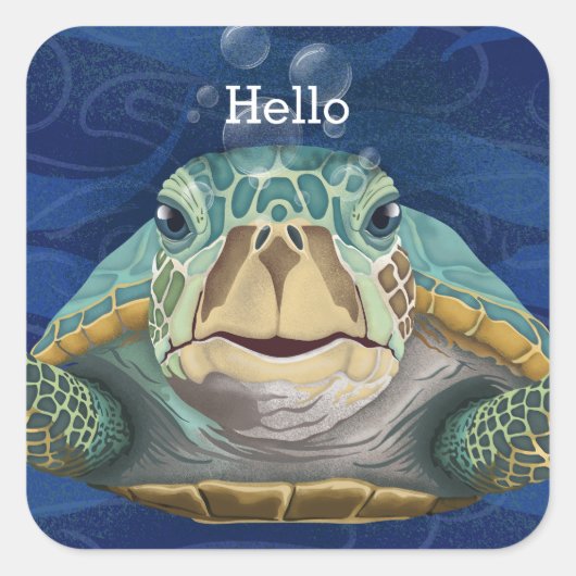 Hallo Schildpad Aanpasbare Sticker (Voorkant)