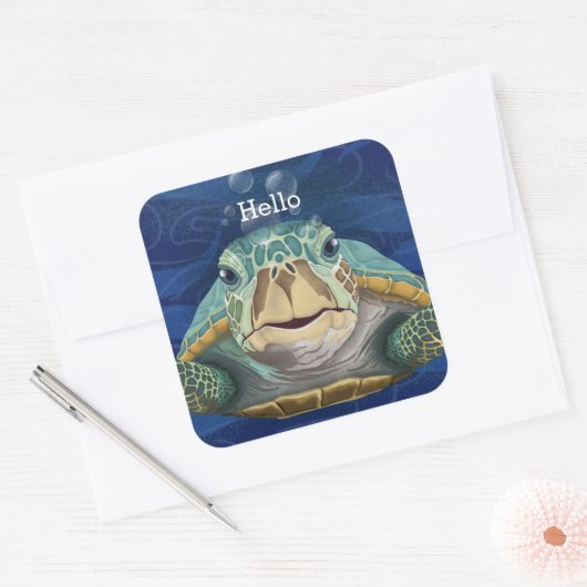 Hallo Schildpad Aanpasbare Sticker (Envelop)