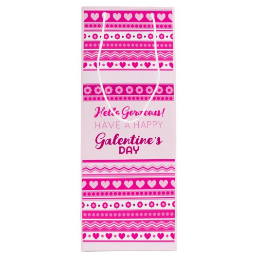 Hallo Schone Galentine Dag Schattige Roze Hart Naa Wijn Cadeautas (Achterkant)