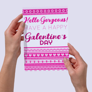 Hallo Schone Galentine's Day Mooie Roze Hart Briefkaart