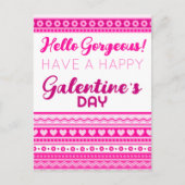 Hallo Schone Galentine's Day Mooie Roze Hart Briefkaart (Voorkant)