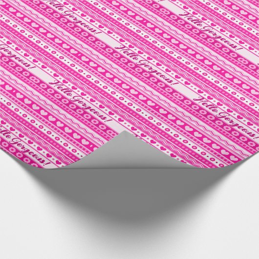 Hallo Schone Galentine's Day Mooie Roze Harten Cadeaupapier (Hoek)