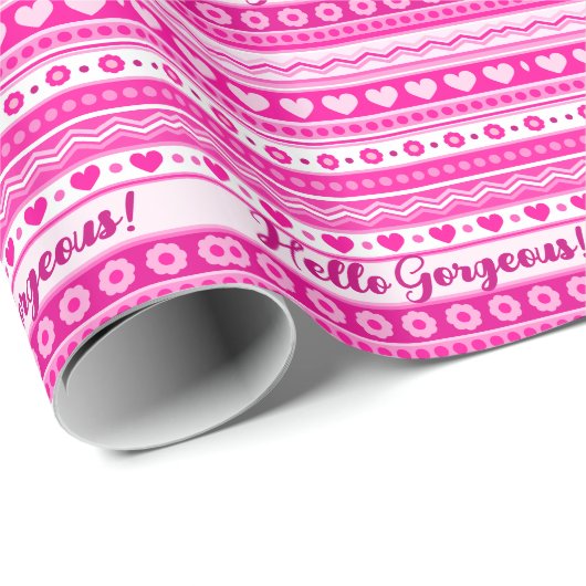 Hallo Schone Galentine's Day Mooie Roze Harten Cadeaupapier (Rol Hoek)