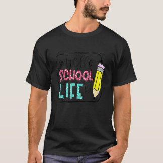 Hallo School Leven Potlood Terug naar school Leraa T-shirt