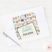 Hallo Schoolalfabet met gepersonaliseerde naam Vierkante Sticker (Envelop)
