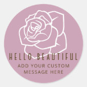 Hallo Schoonheid - Moderne Chic Roze Roos Ronde Sticker (Voorkant)