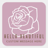 Hallo Schoonheid - Moderne Retro Roze Roos Vierkante Sticker (Voorkant)