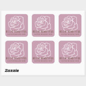 Hallo Schoonheid - Moderne Retro Roze Roos Vierkante Sticker (Vel)