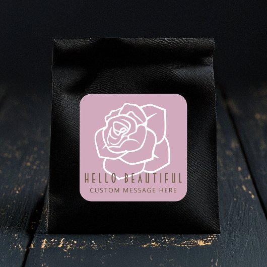Hallo Schoonheid - Moderne Retro Roze Roos Vierkante Sticker