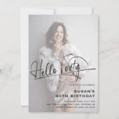 Hallo Script 40 minimale foto 40e verjaardag Kaart (Voorkant)