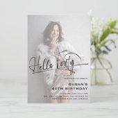 Hallo Script 40 minimale foto 40e verjaardag Kaart (Staand voorkant)