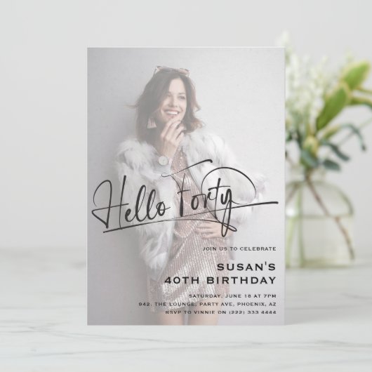 Hallo Script 40 minimale foto 40e verjaardag Kaart (Staand voorkant)