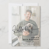 Hallo Script € 50 Minimale foto 50ste verjaardag Kaart (Voorkant)