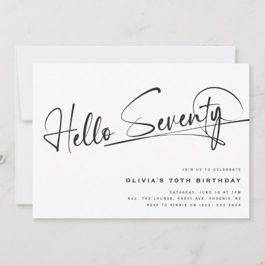 Hallo Script # 70ste verjaardag minimalistisch Kaart (Voorkant)