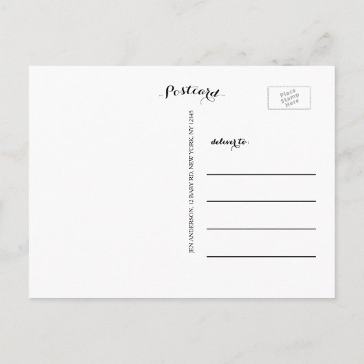 Hallo Script | Baby Geboorteaankondiging Briefkaar Aankondigingskaart (Achterkant)