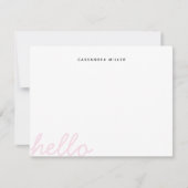 Hallo Script Blush Pink Minimalist gepersonaliseer Notitiekaartje (Voorkant)