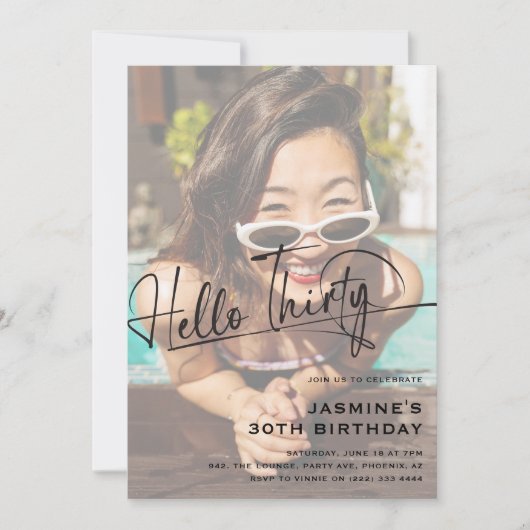 Hallo Script # Dertig minimale foto 30e verjaardag Kaart (Voorkant)