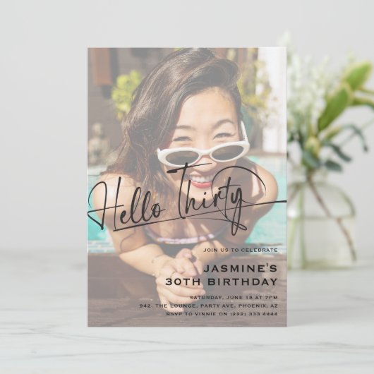 Hallo Script # Dertig minimale foto 30e verjaardag Kaart (Staand voorkant)