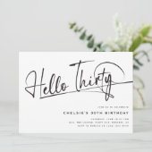 Hallo Script dertig minimalistische 30ste verjaard Kaart (Staand voorkant)