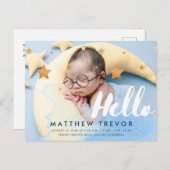 hallo Script Dreamweaver Baby Foto Aankondigingskaart (Voorkant / Achterkant)