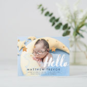 Hallo Script Droom Baby Foto Aankondigingskaart (Staand voorkant)