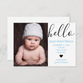 hallo Script-foto - 3x5 geboorteaankondiging Aankondiging (Voorkant / Achterkant)