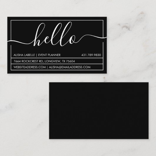 Hallo Script | Modern en stijlvol minimalistisch z Visitekaartje (Voorkant / Achterkant)