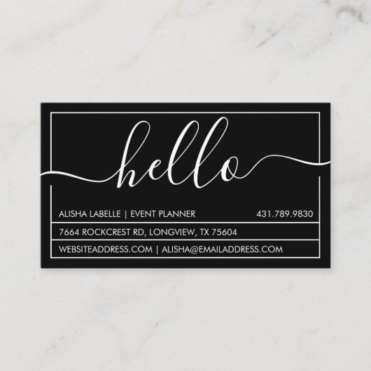 Hallo Script | Modern en stijlvol minimalistisch z Visitekaartje (Voorkant)