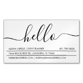 Hallo Script | Modern & stijlvol Minimaal Wit Magnetisch Visitekaartje (Voorkant)