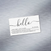 Hallo Script | Modern & stijlvol Minimaal Wit Magnetisch Visitekaartje (Voorbeeld)