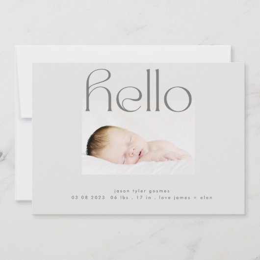 hallo script moderne grijze, eenvoudige, minimale aankondiging (Voorkant)