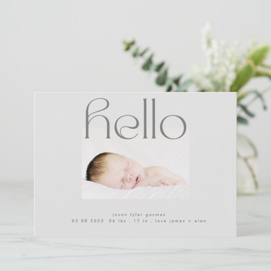 hallo script moderne grijze, eenvoudige, minimale aankondiging (Staand voorkant)