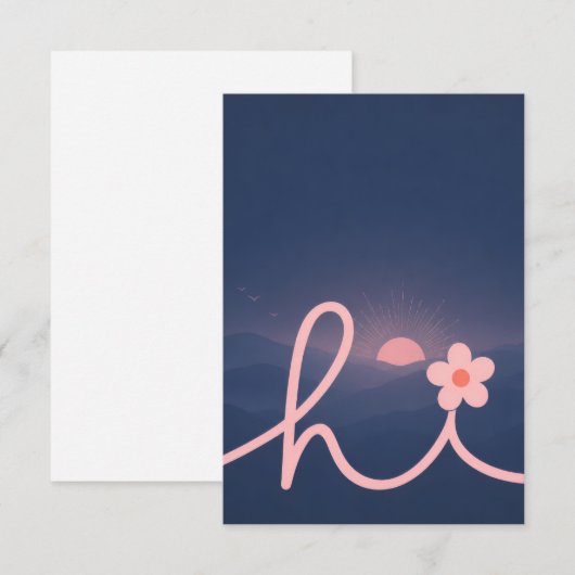 "hallo" Script Mountain Sunset Design Bedankkaart (Voorkant / Achterkant)