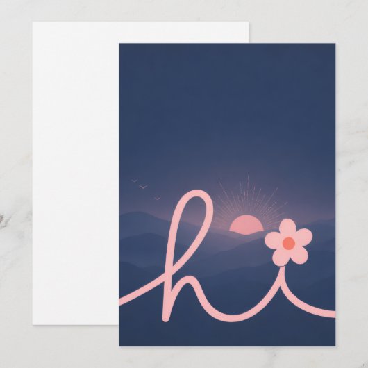 "hallo" Script Mountain Sunset Design Kaart (Voorkant / Achterkant)
