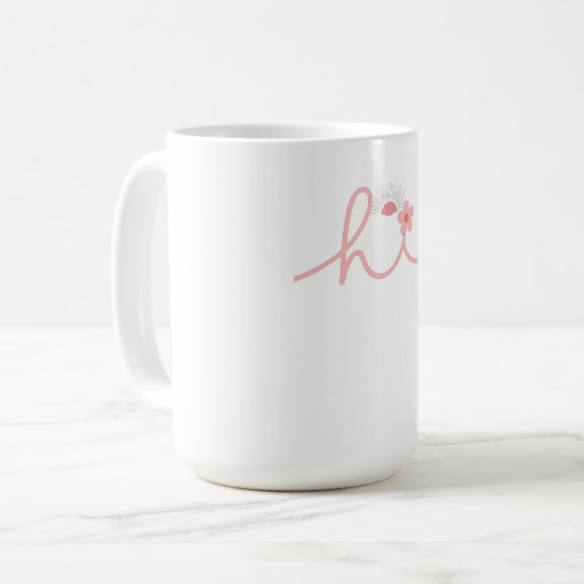 "hallo" Script Mountain Sunset Design Koffiemok (Voorkant links)
